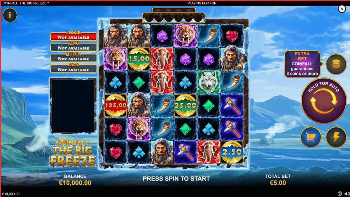 Pemandangan es prasejarah dan simbol slot Coinfall: The Big Freeze